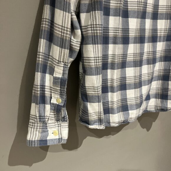 J Crew Flannel Button Down 100% Cotton Shirt - XL in Blue / White Plaid - Picture 6 of 7